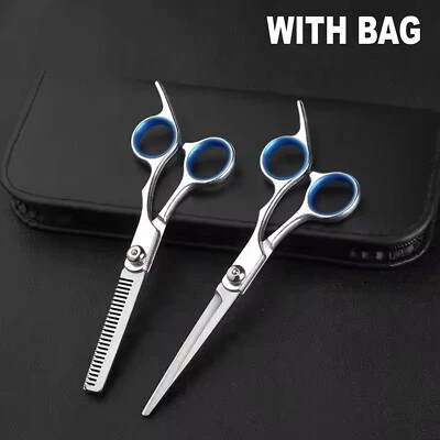 SAFEKOM 2x 6" Professional Hairdressing Scissors Thinning Shears Set Barber Hair Cutting