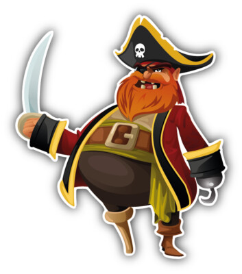 Angry Pirate Cartoon Car Bumper Sticker Decal | eBay