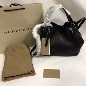 burberry small check detail leather tote bag