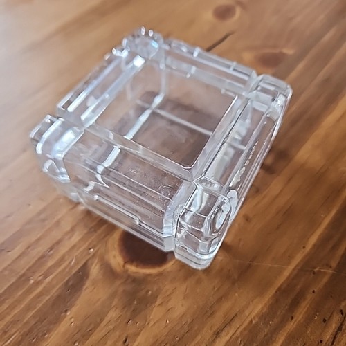 Vintage Glas abgeschrägt Schmuck Zigarettenschachtel Art Deco klar quadratisch Puzzle Verschluss - Bild 5 von 21