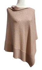 La Fiorentina Poncho Sweater Top One Size Pink Embellished Asymmetrical NWT