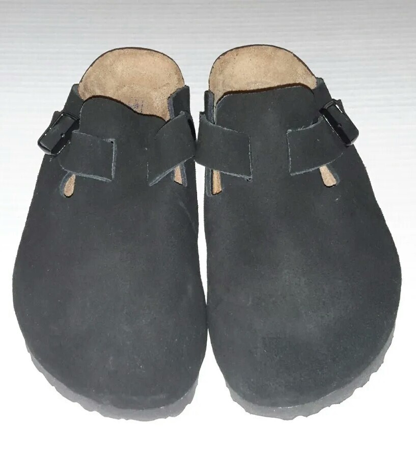 BIRKENSTOCK BOSTON SOFT FOOTBED WOMEN'S CLOGS BLACK SUEDE BIRKENSTOCK BOSTON SOFT FOOTBED WOMEN'S CLOGS BLACK SUEDE