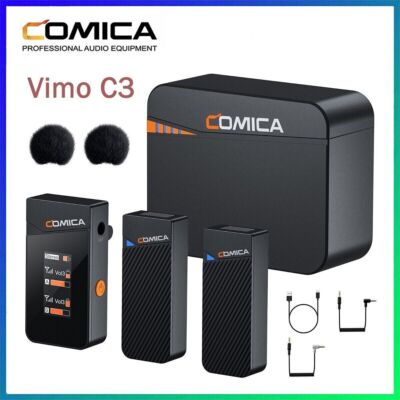 Comica Vimo C3 Wireless Microphone Dual 2 Transmitter & 1 Receiver + Bat Case