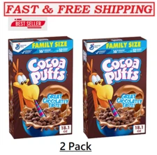 (2 Pack) Cocoa Puffs, Chocolate Breakfast Cereal with Whole Grains, 18.1 oz