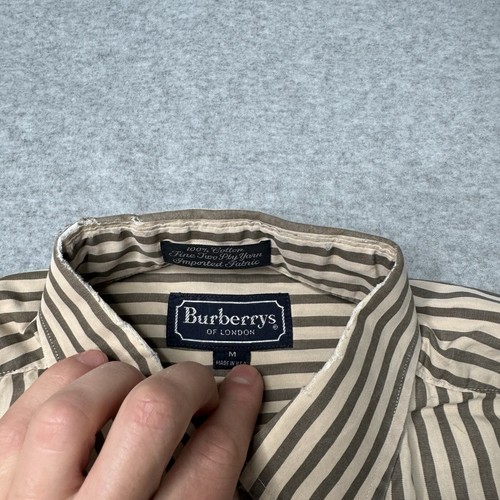 Burberrys Shirt Mens Medium Brown Stripe Cotton Preppy Button Down Casual Adult - Picture 9 of 15
