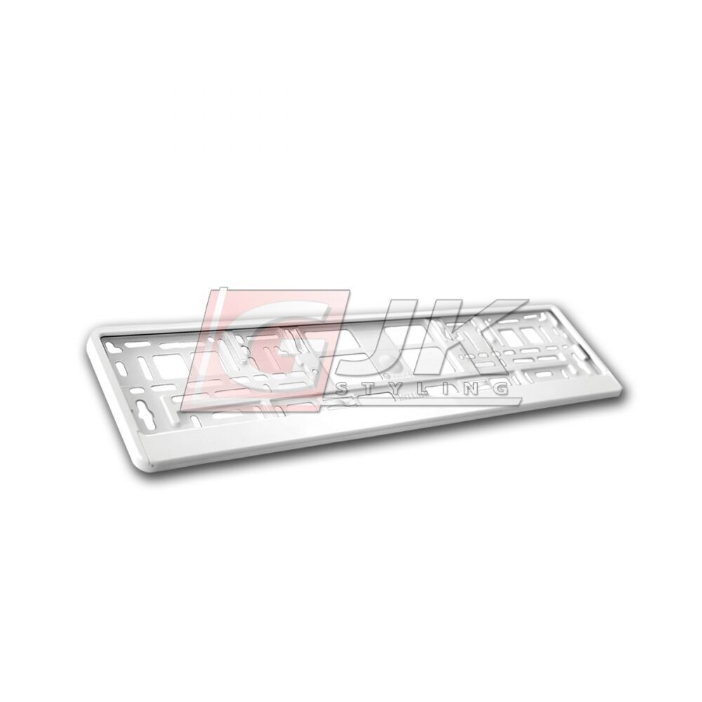 Cadre licence métallisé blanc anti-vibration pour plaque immatriculation auto
