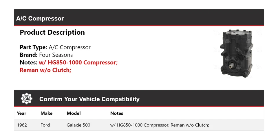 Compressor A/C Ford Galaxie 500 1962 4 estações - Imagem 2 de 4