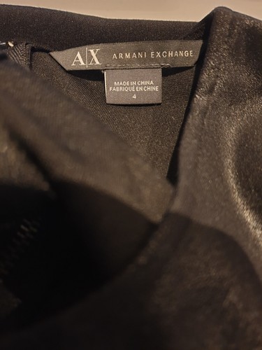 Armani Exhange Black Dress with faux suede effect front panel, size 4, New - Picture 4 of 6