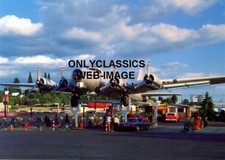 WWII B-17 BOMBER AIRPLANE GAS STATION AVIATION PHOTO AMERICANA ROADSIDE PORTLAND