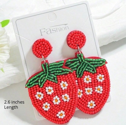 Lightweight Handmade Seed Beaded Slices Fruit Post Back Earrings ~ Summer Fun - Picture 22 of 33