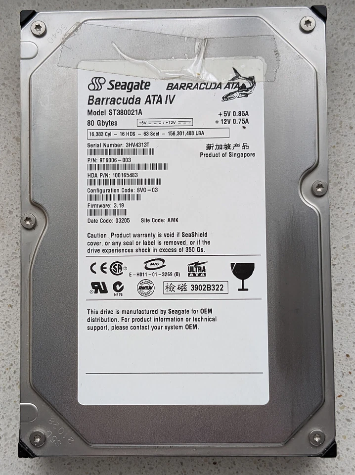Seagate ST380021A (80GB, Intern, 7200 RPM, 3,5 Zoll HDD) Festplatte