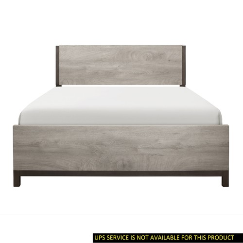 Queen Size Bed Premium Melamine Board Wooden Stylish Bedroom Furniture Grey - Picture 5 of 6