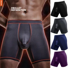 Men's Underwear Boxer Briefs Anti-Chafing Tagless Separate Pouch Boxer Shorts
