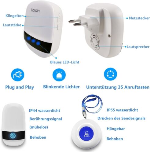 Notrufknopf für Senioren Notruf Alarm Knopf Kabellose Hausnotruf Senioren SOS... - Bild 4 von 8