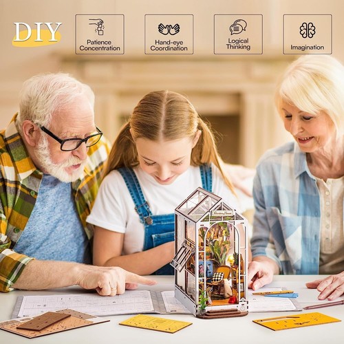 Rolife Holiday Garden DIY 3D Book Nook Kit Wooden Puzzle Bookshelf Decor LED - 第 10/10 張圖片