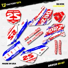 Red White Blue Slick Racing Graphics Kit fits Suzuki DRZ125 01-07 DRZ 125 Decals