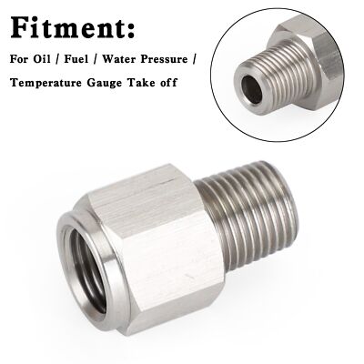 1/8'' NPT Male to M10x1.0 Female Stainless Steel Oil Pressure Gauge Adapter ah