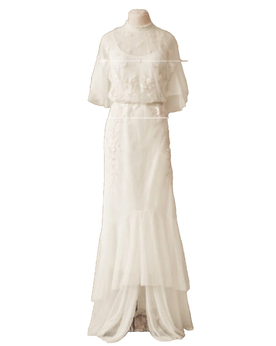 Embroidery Mermaid & Trumpet Short Sleeve Wedding Dresses