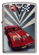 Zippo Chevrolet Corvette 1963 Stingray C2 brushed Chrome Custom Lighter Rare NEW