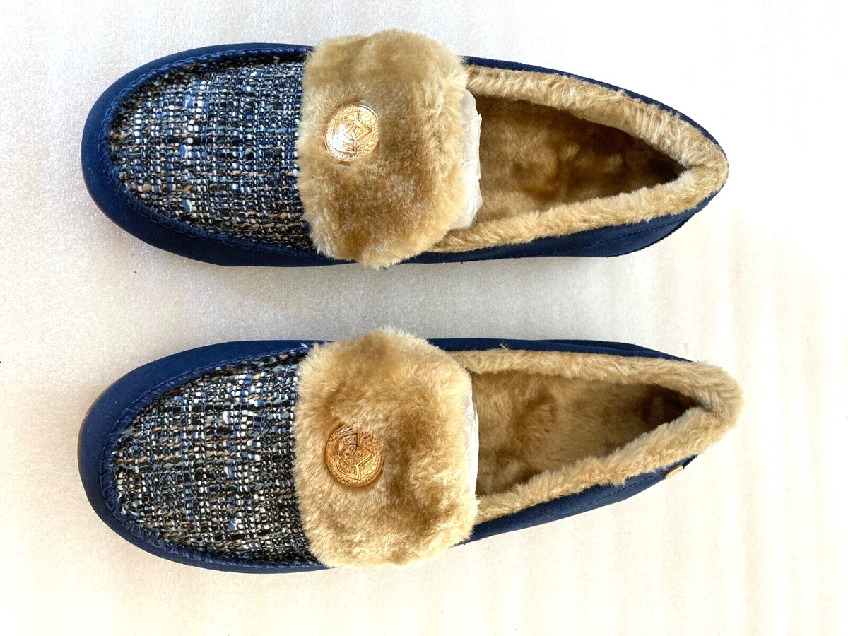 Spenco Suede Moccasin Slippers Blue Birch Tweed 8.5 Orthotic eBay