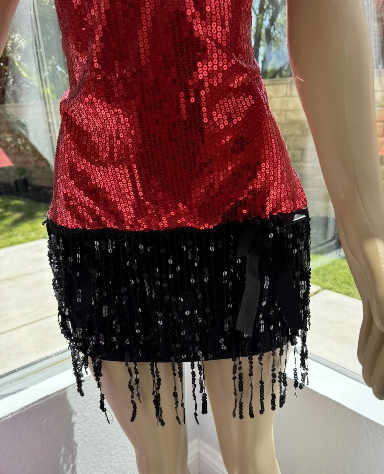 Dreamgirl 1920s Disfraz Aleta Rojo y Negro Lentejuelas Vestido Talla M Mediano Gatsby Foto 3 de 4