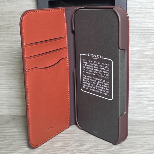 Coach iPhone 16 PRO Signature Canvas Sleek Wallet Folio Case Tan Designer New - Picture 3 of 8