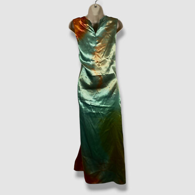 green emerald velvet dress Helen Gown - Portrait In Green Printed Sleeveless Silk Gown