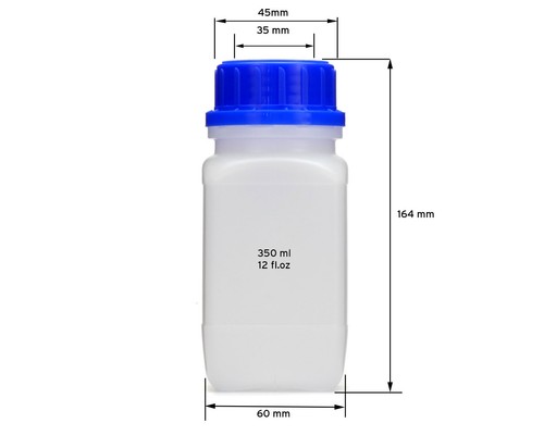10x 350ml Weithalsflaschen, Laborflaschen, Vierkantflaschen, Plastikflaschen - Bild 2 von 4