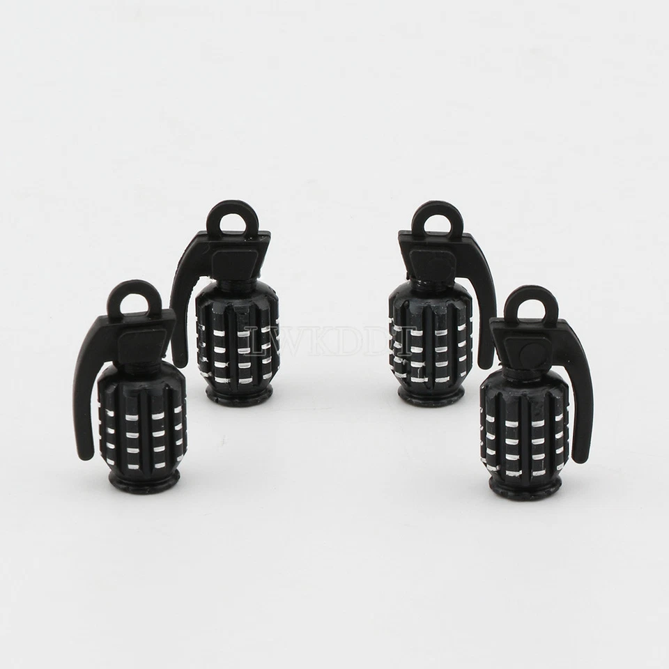 4Pcs Black Bomb Aluminum Wheel Rim Tyre Valve Stem Caps Fit For Harley Davidson - Image 4 of 4