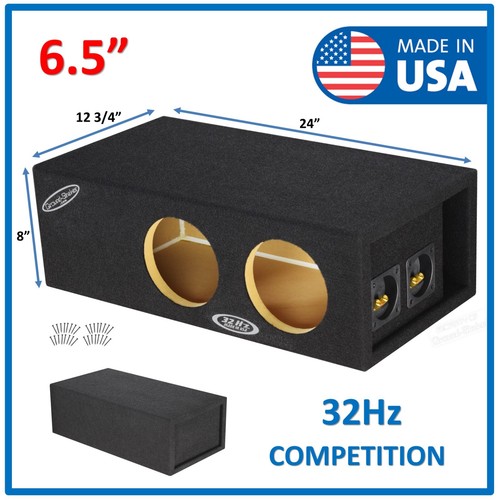 6.5 Dual Ported / Vented Sub Box Subwoofer Enclosure Speaker Box 32Hz - Black