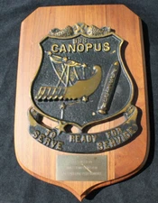 USS CANOPUS PLAQUE PRESENTED C MACHINISTS MATE WILLIAM V  LANGSTON USN 13 X 9