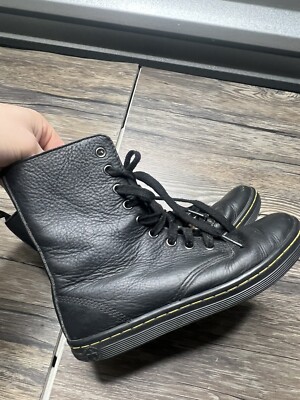 DOC Stratford Women 9-Eye Fold Down Black Leather Boots Sz 