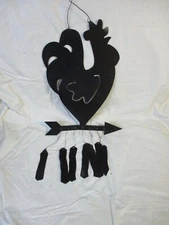Black Metal hanging Rooster Wind Chime - 24"