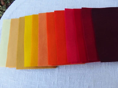 De Witte Engel - Wollfilz 100 % - A4 Platten - 1 mm - gelb orange rot - €10,--/m