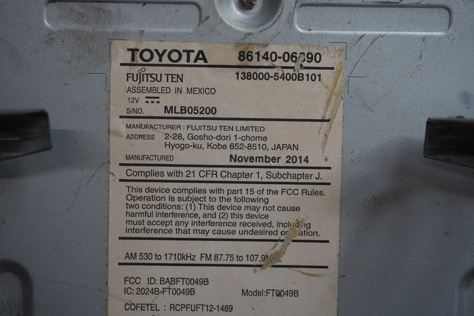 2015 2016 TOYOTA CAMRY RADIO RECEIVER AM FM CD PLAYER AC PANEL OEM 8614006390 - Image 4 of 4