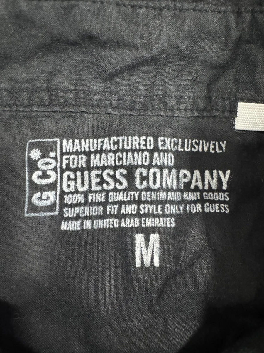 Camisa Guess Marciano Para Hombre Negra Estilo Occidental Bordada Informal Abotonada M
