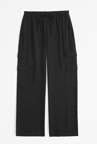 NWT! ABERCROMBIE & FITCH Black Wide Leg Cargo Pants Size X-Small Short Women - Picture 6 of 18