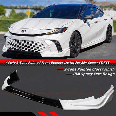 For 25-26 Toyota Camry SE XSE JDM V Style Pearl White Front Bumper Lip Splitter