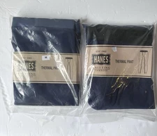 2 Packs Hanes  Men's  Waffle Knit Thermal Pants Style New Size M