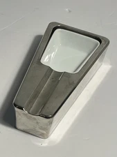 Mcm Rare Retro Vintage Cigar Ashtray Chrome Silvertone With Ceramic Insert 7"