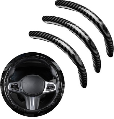 3PCS Carbon Fiber Anti-Skid Steering Wheel Cover Universal Fit Cover Protector