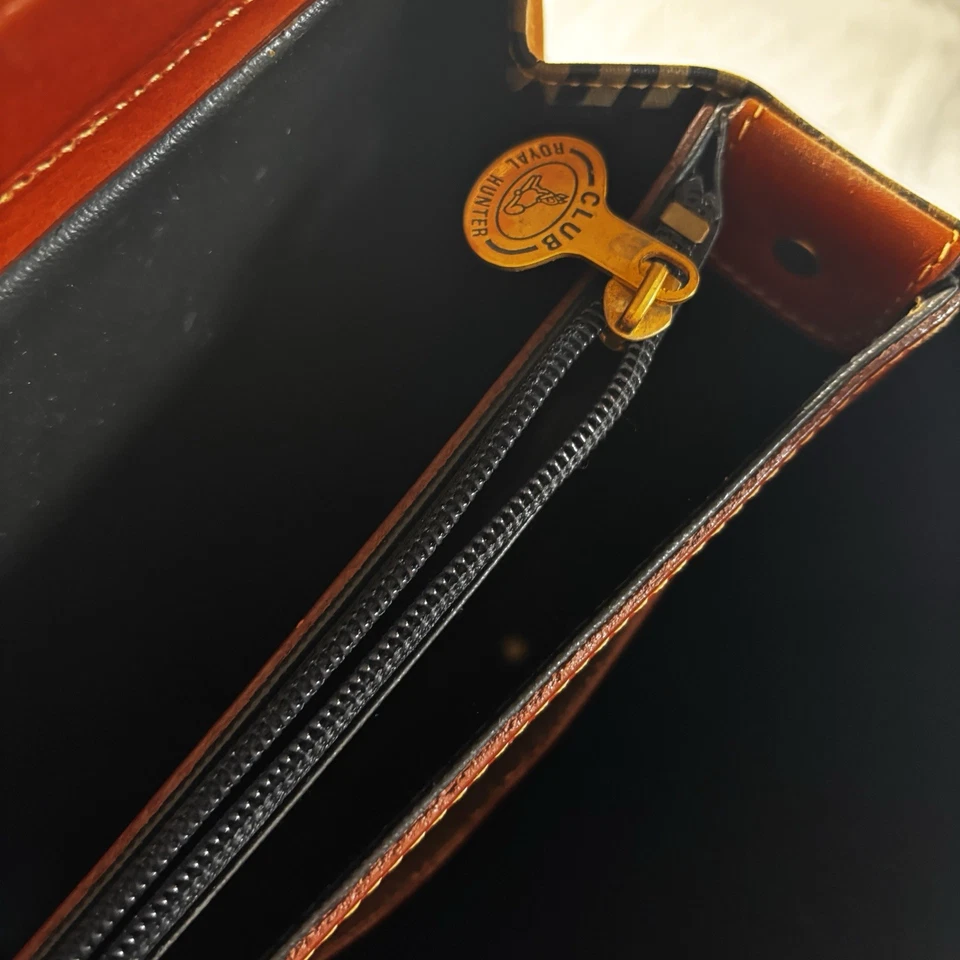 Bolso de negocios de viaje vintage grande tostado a rayas con ribete marrón Club Royal Hunter Foto 3 de 4