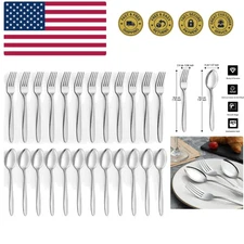 Forks and Spoons Set - 24Pcs Silverware Set, Food Grade Stainless Steel Silve...