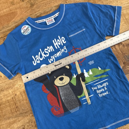 Pocket Pals Organic Cotton Youth Shirt Souvenir Jackson Hole Wyoming Bear Blue - Picture 6 of 8