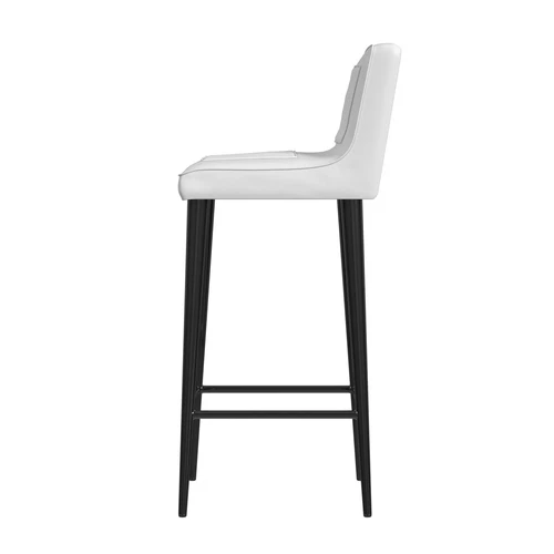 Maxwell 32.5 in. Seat Height Leather and Iron Bar Stool - White - Picture 4 of 7