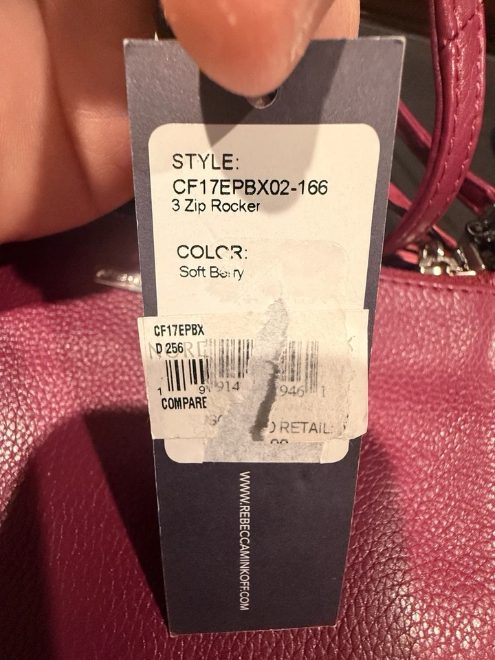 Bolso Bandolera para Mujer Rebecca Minkoff Tres Cremalleras Rocker SOFT BERRY NUEVO CON ETIQUETAS Foto 3 de 4