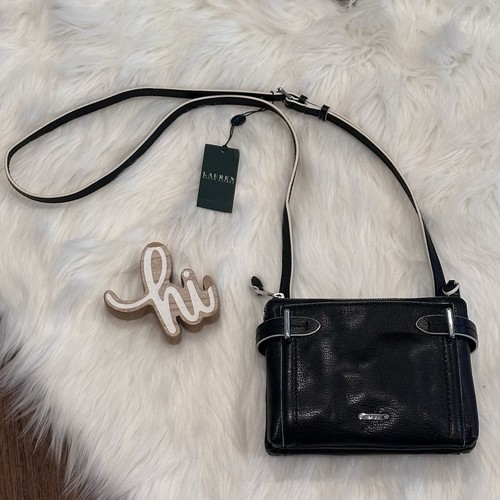 Lauren Ralph Lauren Leather Gladstone DB Zip Crossbody Bag Black Small New - Picture 2 of 9