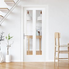 B-Grade White Internal Primed Almere 2 Light Clear Glass Door (123714)