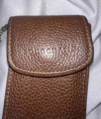 Longchamp Pebbled Leather Key Pouch Coin Case Brown | Made in France | Luxury