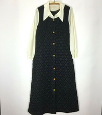 Vintage 60s Maxi Robe Housecoat Satin Quilted XS S Quiet Luxury Old Money New